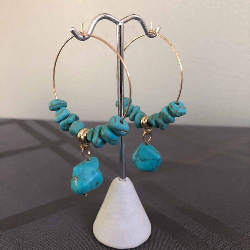 COPY - Stone turquoise hoop earrings NWT